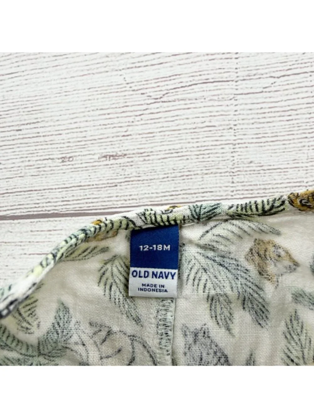 Old Navy Baby Sleeveless Jungle Print Romper Linen Blend Fabric 12-18 Months